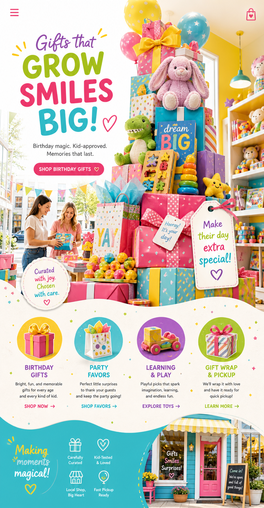 Sprout and Spark birthday gift display